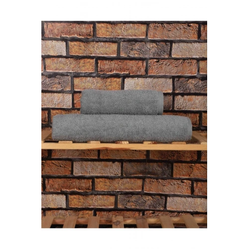 2 Parça %100 Pamuklu Soft Lüx Banyo Havlu Seti Gri