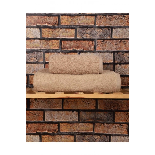 2 Parça %100 Pamuklu Soft Lüx Banyo Havlu Seti Kahve