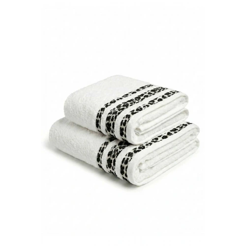 2 Parça Banyo Havlu Seti %100 Pamuk 70x140+50x90 Cm Savana Beyaz