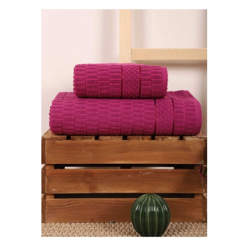 2 Piece Bathroom Towel Set 100% Cotton Stick Pattern Cherry