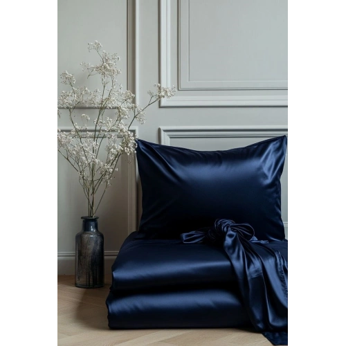 2’li İpek Dokulu Saten Lacivert Yastık Kılıfı 50x70 – Mikrosaten, Saç ve Cilt Dostu