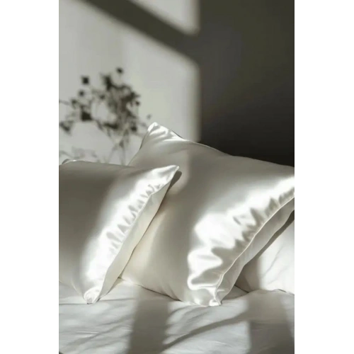 2’li  İpek Dokulu Saten Yastık Kılıfı 50x70 – Beyaz – Mikrosaten, Saç ve Cilt Dostu