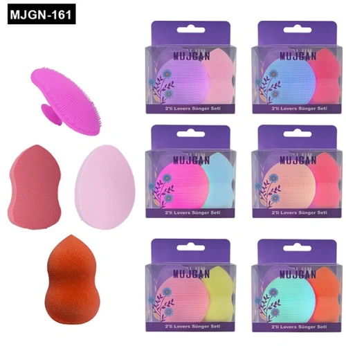 3+1 PARÇA RENKLİ MAKYAJ SÜNGER SİLİKON FIRÇA SETİ (5365)