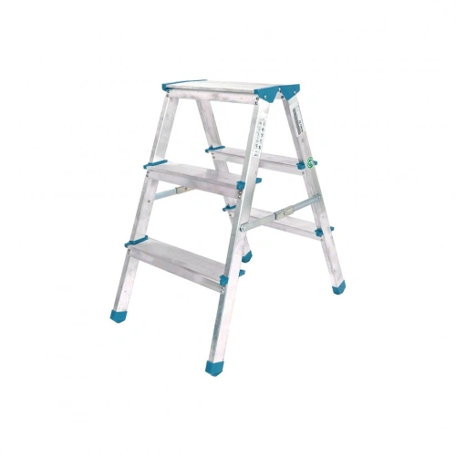 3+3 ÇİFT BASAMAKLI ALÜMİNYUM METAL MERDİVEN YÜKSEKLİK = 69CM BAŞ GENİŞLİK = 8CM (5365)