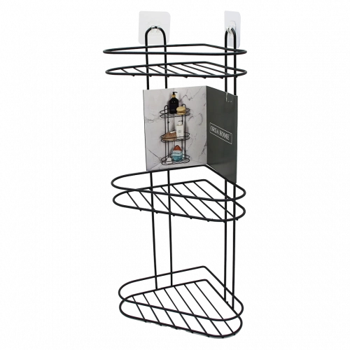 3 KATLI  SİYAH METAL KÖŞE RAFI (5365)