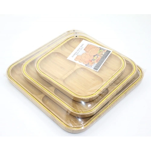 3-Piece Wooden Breakfast Cookie and Fruit Presentation Plate