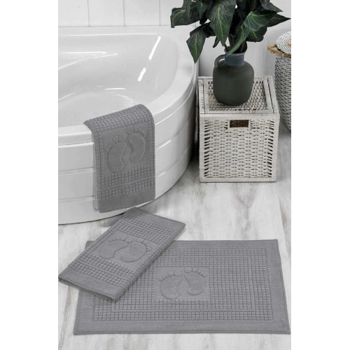 3 Piece Bathroom Foot Towel 100% Cotton 50x70 Cm Light Gray