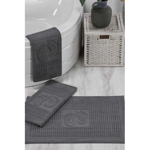 3 Piece Bathroom Foot Towel 100% Cotton 50x70 Cm Anthracite