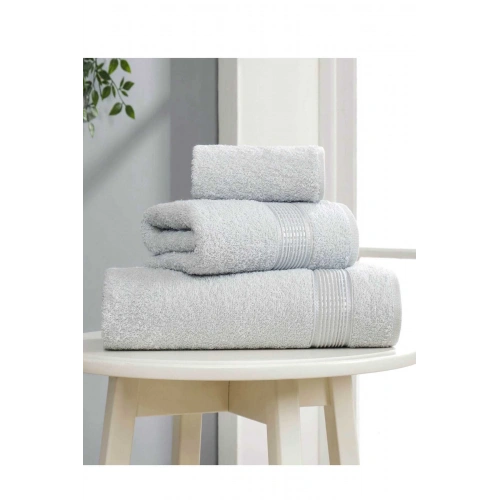 3-piece Bathroom Towel Set Cotton Rhythm Light Grey