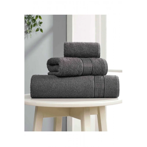 3-piece Bathroom Towel Set Cotton Rhythm Anthracite