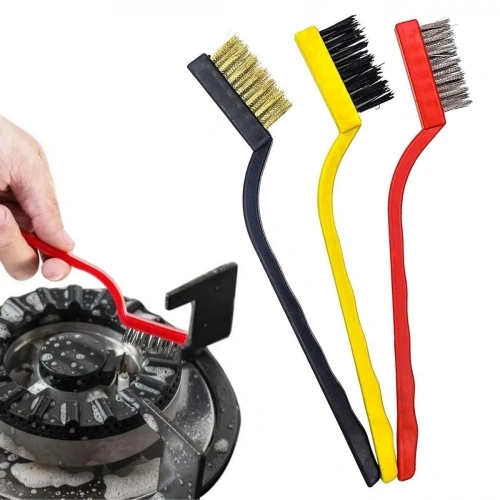 3 lü Detaylı Temizlik Bakır,Demir ve Sert Plastik Tel Fırça (5365)