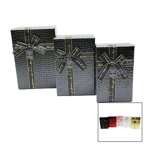 3 LÜ DİKDÖRTGEN DERİ DESENLİ HEDİYE KUTUSU (5365)