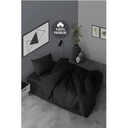 3 PARÇA TEK KİŞİLİK SİYAH NEVRESİM TAKIMI