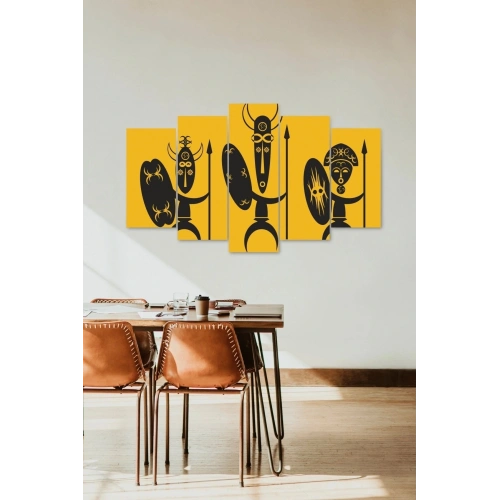 3 Savaşçı Manzarası 5 Parçalı Mdf Tablo 60 x 100