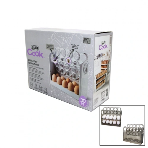 30-Cell Refrigerator Egg Organizer Spring Folding Shelf - Time Recording Function (5365)