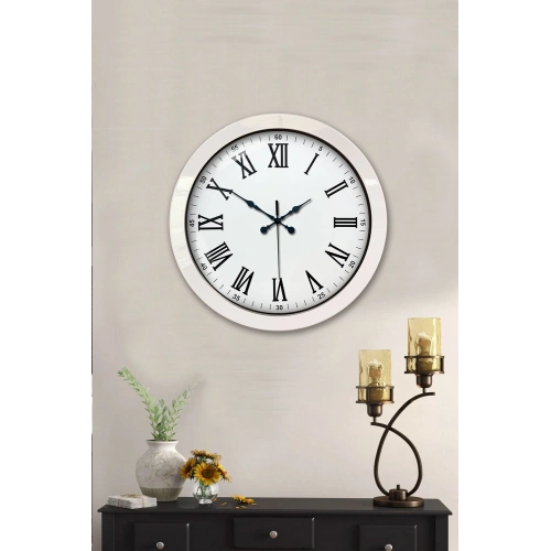 36 cm Beyaz Metal Roma Rakamlı Duvar Saati