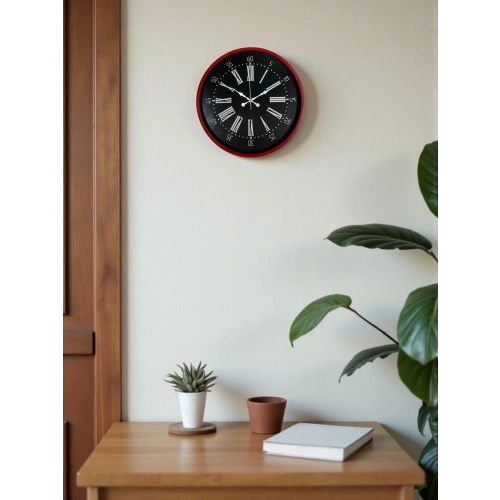 Zentime 36 Cm Red Decorative Wall Clock