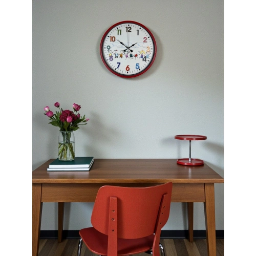 36 Cm Red Childrens Room Wall Clock