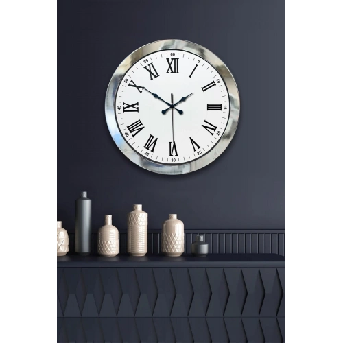 36 cm Krom Metal Roma Rakamli Duvar Saati
