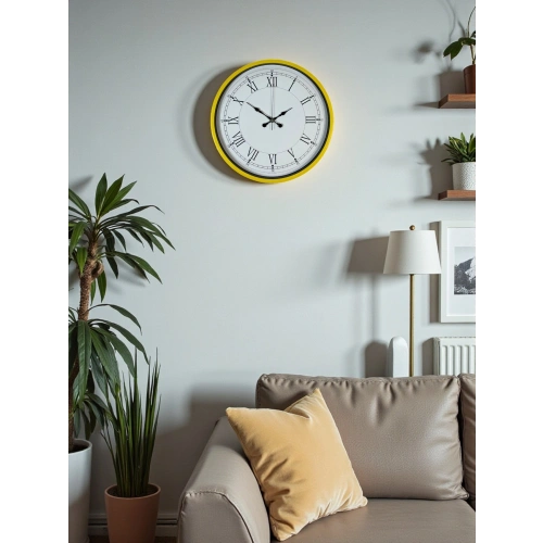 Zentime 36 cm Yellow Decorative Wall Clock