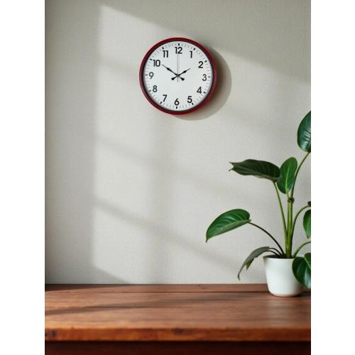 Zentime 36 Cm Red Decorative Wall Clock