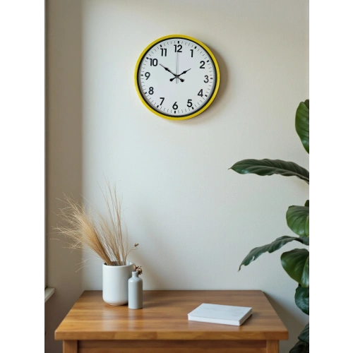 Zentime 36 Cm Yellow Decorative Wall Clock