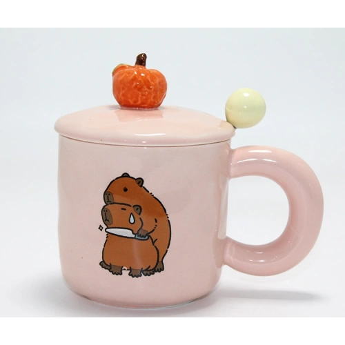 3D Capybara Desenli Porselen Kupa Bardak