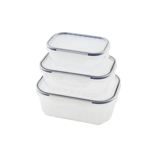 3PCS QUİCK SIZDIRMAZ SAKLAMA KABI SETİ ŞEFFAF KAP - BUĞULU-CONTALI KAPAK  500-1000-1700ML (5365)