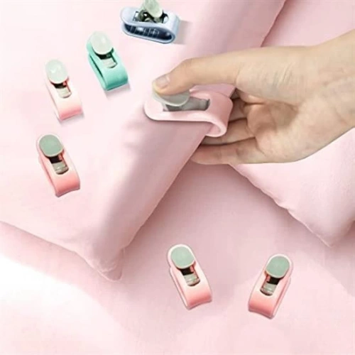 4 Adet İğnesiz Yorgan Çarşaf Ve Perde Tutucu Sabitleyici Kaydırmaz Örtü Düzenleyici Klips (5365)