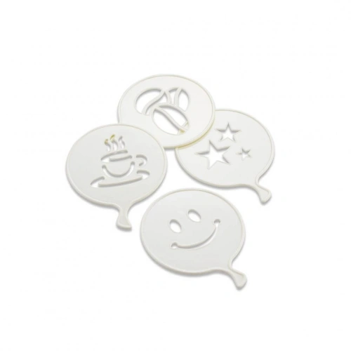 4 PCS SÜSLEME ŞABLONU PLASTİK KAHVE FİNCAN - YILDIZ - GÜLEN YÜZ - PALYAÇO (5365)