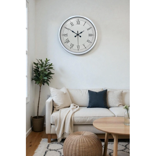 Zentime 40 Cm White Classic Wall Clock