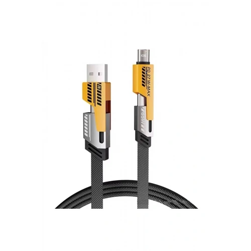 4’ü 1 Arada 65W Hızlı Şarj Kablosu – USB ve Type-C Girişli, Örgülü Dayanıklı