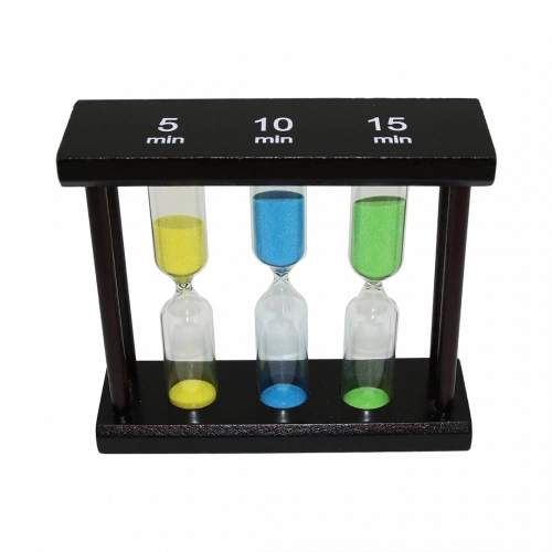 5-10-15 DK 3LÜ CAM KUM SAATİ AHŞAP STANDLI (5365)