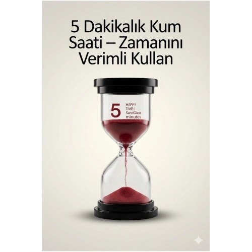 5 Dakikalık Kum Saati Zamanlayıcı – KIRMIZI Dekoratif Masa Saati 4 Renk Seçeneği