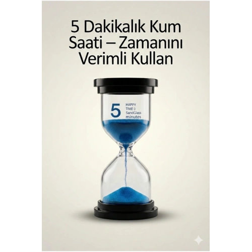 5 Dakikalık Kum Saati Zamanlayıcı – MAVİ Dekoratif Masa Saati 4 Renk Seçeneği