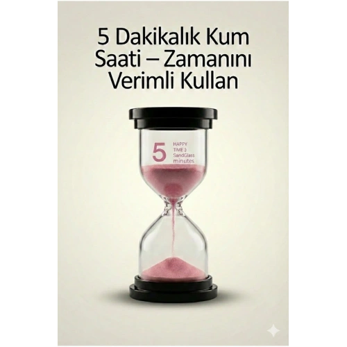 5 Dakikalık Kum Saati Zamanlayıcı – PEMBE Dekoratif Masa Saati 4 Renk Seçeneği