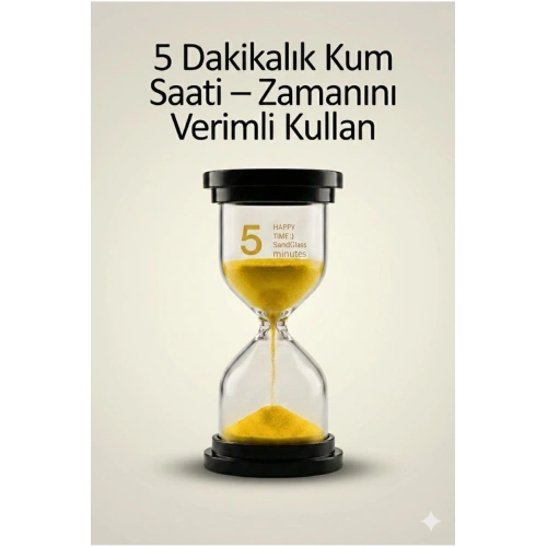 5 Dakikalık Kum Saati Zamanlayıcı – SARI Dekoratif Masa Saati 4 Renk Seçeneği