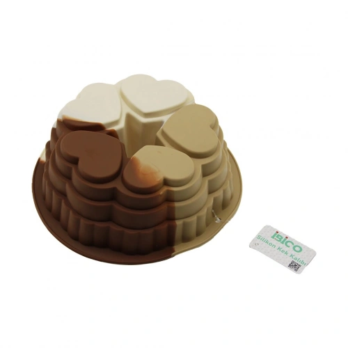 5 Dilim Kalp Tasarımlı Kek Kalıbı - Silikon - 9 cm Derinlik