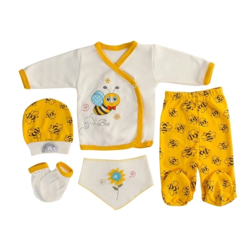 5li Şişme Mini Arı Desenli Unisex Zıbın Takımı – Yenidoğan Seti