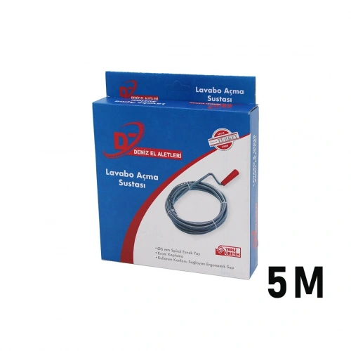 5 Metre Lavabo Açma Sustası - Spiral Esnek Yay - 6 mm