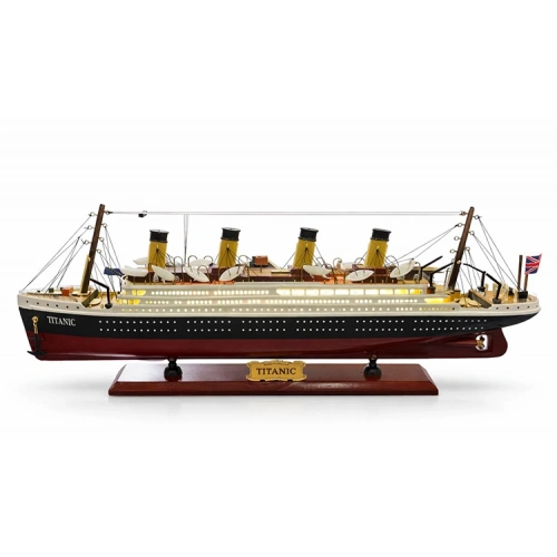 55x23 cm Özel Tasarım Işıklı Ahşap Titanik Gemi