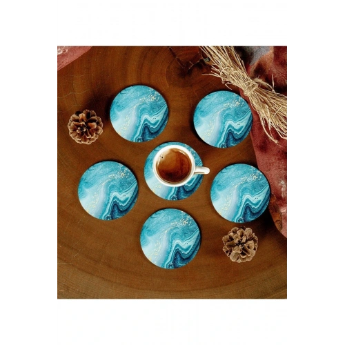 6 Adet Desenli Mdf Bardak Altlığı