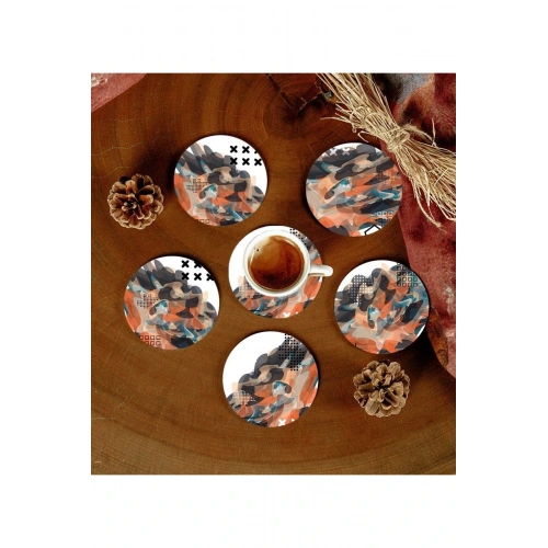 6 Adet Desenli Mdf Bardak Altlığı