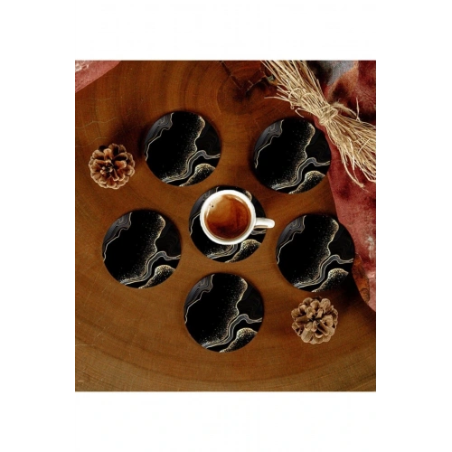 6 Adet Desenli Mdf Bardak Altlığı