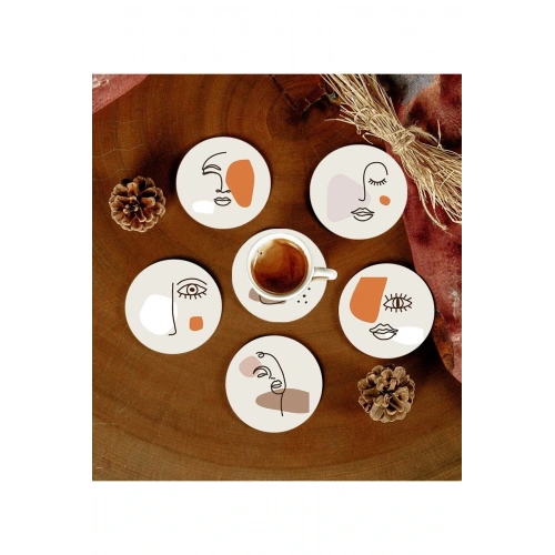 6 Adet Desenli Mdf Bardak Altlığı