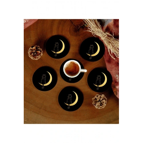 6 Adet Desenli Mdf Bardak Altlığı