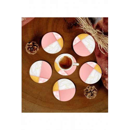 6 Adet Desenli Mdf Bardak Altlığı