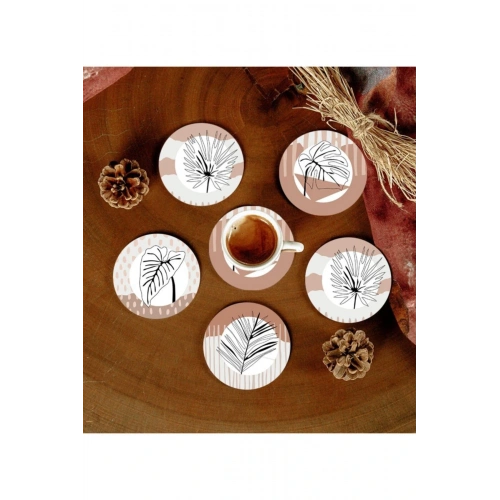 6 Adet Desenli Mdf Bardak Altlığı