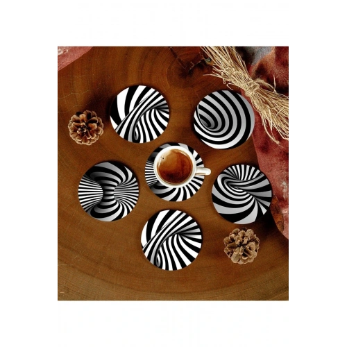 6 Adet Desenli Mdf Bardak Altlığı