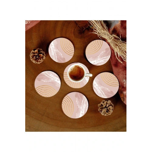 6 Adet Desenli Mdf Bardak Altlığı